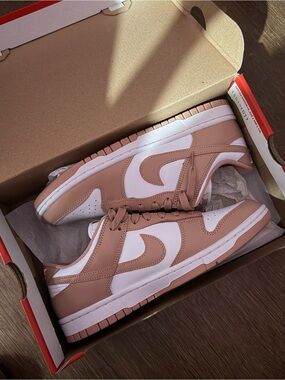 Nike Dunk Low Beige Pink & White Leather Sneakers